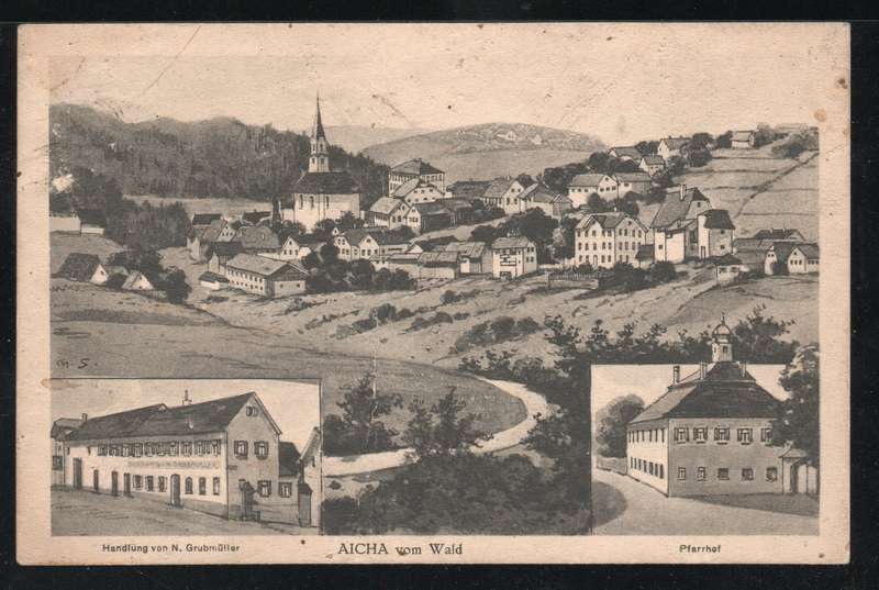 Germany Bavaria Pictorial Post Card with 1914 King Ludwig III 7½pf green stamp attached. SG 176A.