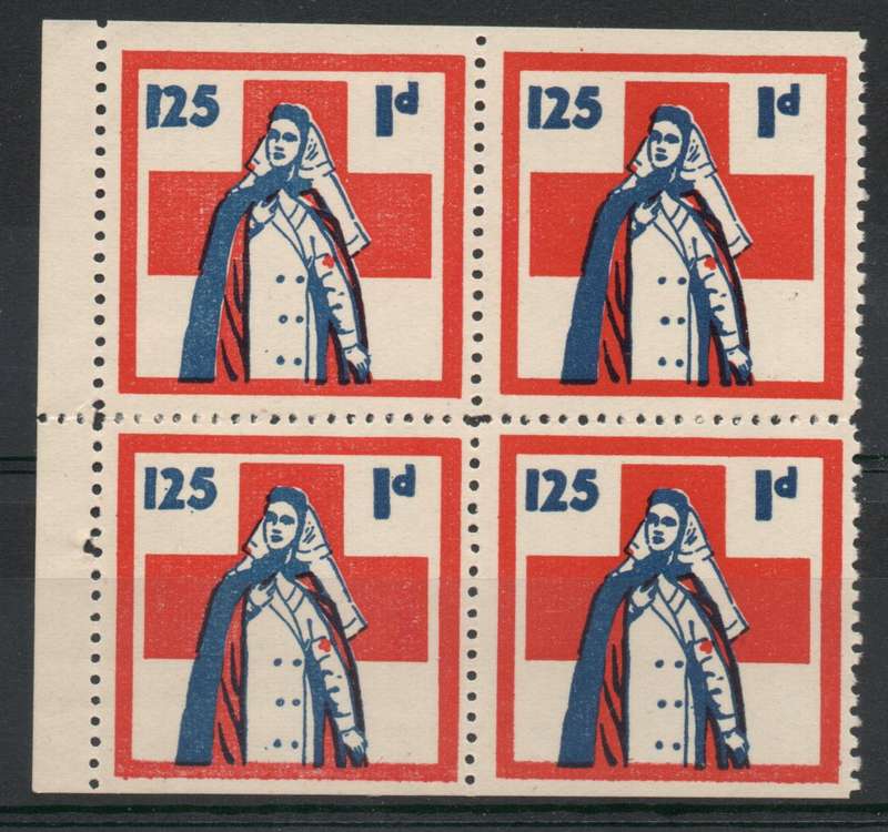 South Africa Cinderella 1940 Red Cross Fund 1d block of 4 very fine mint. Scarce.