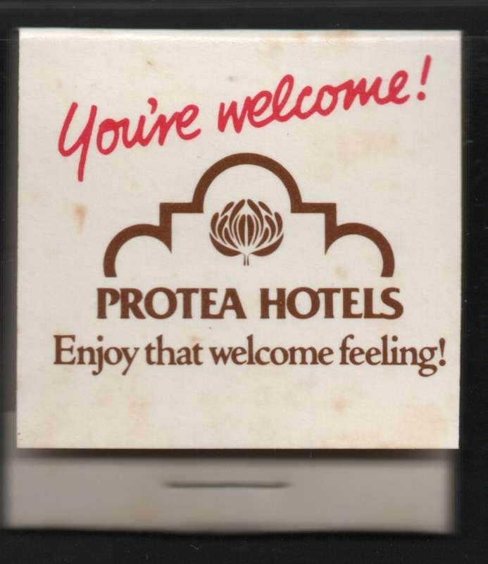 Protea Hotels match box with matches.