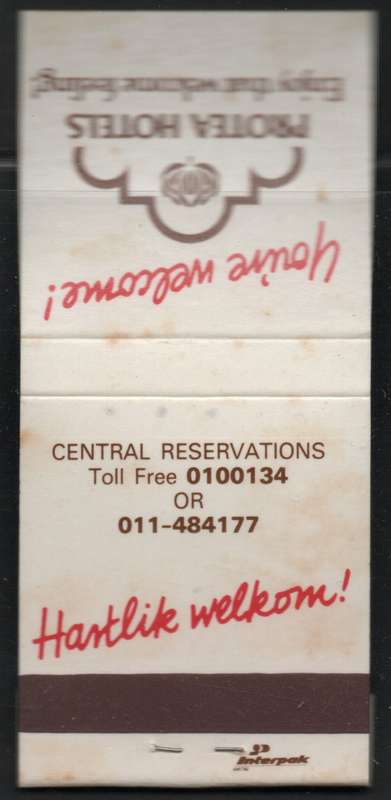 Protea Hotels match box with matches.