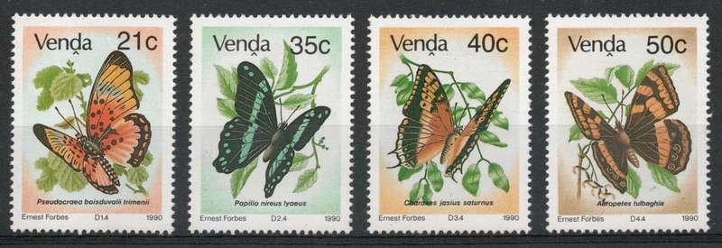 Venda 1990 Butterflies set of 4 unmounted mint. SACC 214-217. Cat R35 (2025)