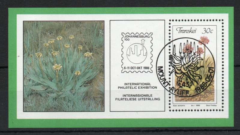 Transkei 1986 Foundation Miniature Sheet cancelled to order. SACC 190a. Cat R10 (2025)