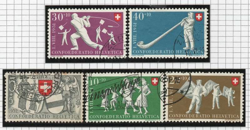 Switzerland 1951 National Fete set of 5 very fine used. SG 527-531. Cat £50,75 (2013)
