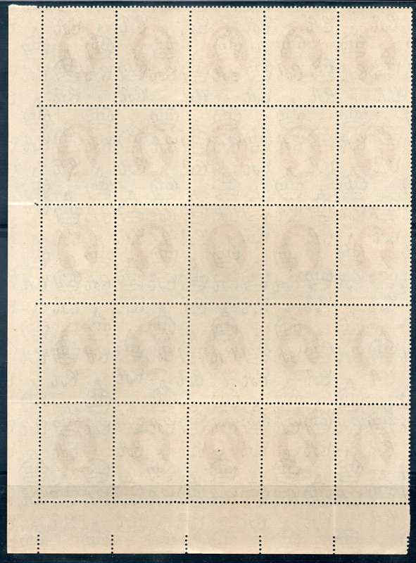 Gibraltar 1953 QEII Coronation ½d extended control block of 25 unmounted mint. SG 144. Cat £18,75