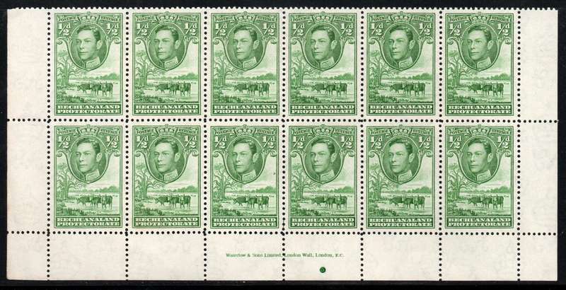 Bechuanaland 1938 KGVI Definitive ½d imprint block of 12 umm. SACC 113. Cat R1800+ (2025)