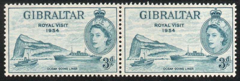 Gibraltar 1954 Royal Visit 3d pair unmounted mint. SG 159. Cat £1,40 (2013)