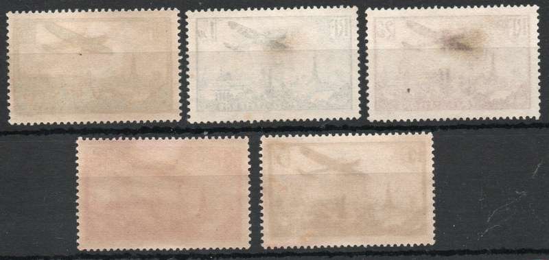 France 1936 Air short set of 5 umm (85c, 2f50 & 3f) & mng (1f50 & 2f25) SG 534-538. Cat £110 (2015)