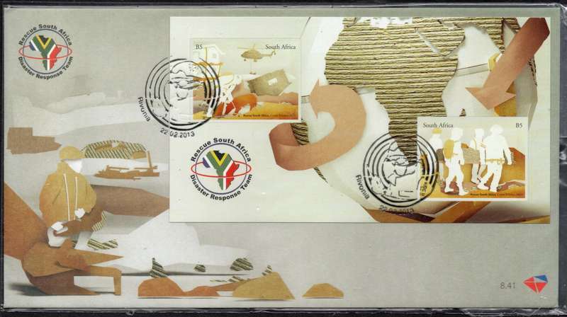 South Africa 2013 Rescue SA Miniature Sheet on FDC 8.41.  SACC 2233. Cat R50 (2023-25)