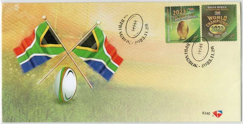South Africa 2023 South Africa Rugby World Cup Champions set of 2 on FDC 8.140.