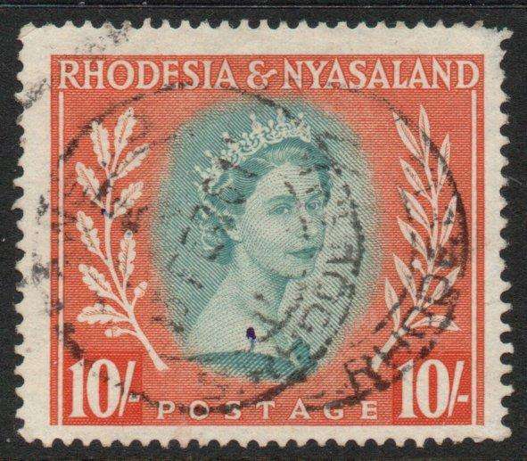 Rhodesia & Nyasaland 1954-56 QEII Definitive 5/- very fine used. SACC 14. Cat R200 (2025)