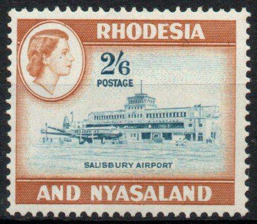 Rhodesia & Nyasaland 1959-1962 QEII Defin 2/6d very lightly mounted mint. SACC 29. Cat R180 (2025)