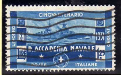 ITALY 1931 "50TH ANNIV OF NAVAL ACADEMY LEGHORN" 1L25 BLUE FINE USED. SG 313. CAT 5,25 POUNDS.