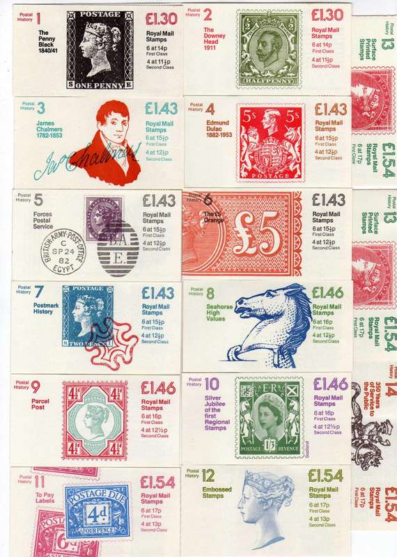 GREAT BRITAIN 1981-84 SET OF 14 POSTAL HISTORY BOOKLETS UMM. CAT 64,75 POUNDS. (GB CONCISE 2018)