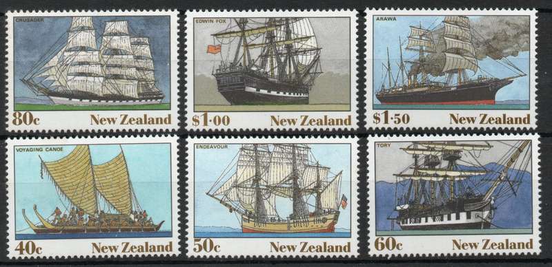 New Zealand 1990 NZ Heritage "ships" set of 6 umm. SG 1541-46. Cat £7,40 (2013)