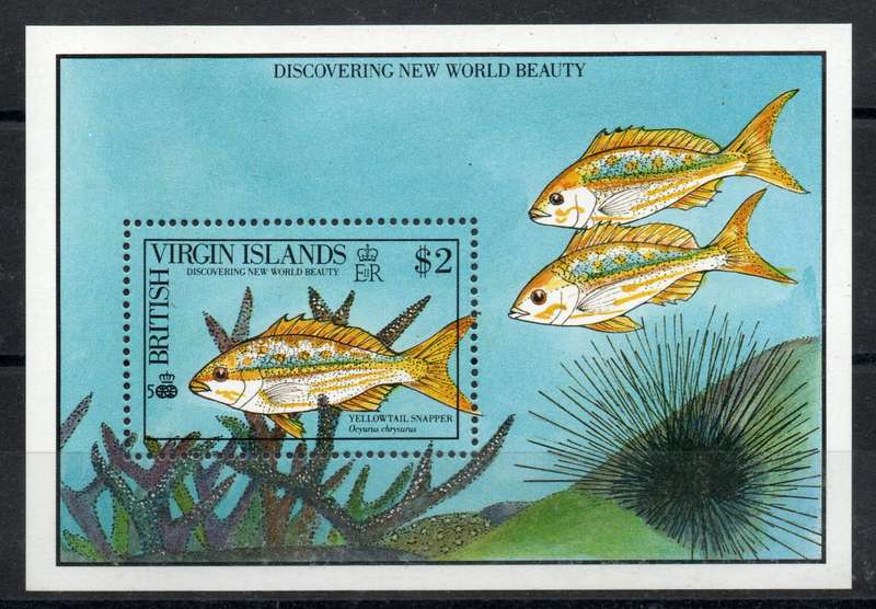 British Virgin Islands 1990 Yellow Tailed Snapper Mini Sheet umm. SG MS 745. Cat £5 (2013)