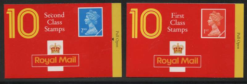 Great Britain 1991 2 Booklets 10 x 2nd class & 10 x 1st class stamps umm. SG HC7, HD5. Cat £16,50
