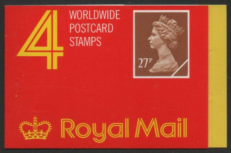 Great Britain 1988 £1,08 Booklet containing 4 x 27p stamps umm.  SG GF2. Cat £30 (2018)