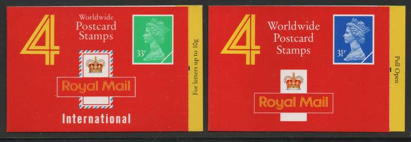 Great Britain 1990-91 2 Booklets £1,24 & £1,32 umm Walsall printing. SG GH1 & GJ1. Cat £7,50 (2018)