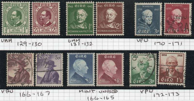 Ireland 6 sets of 2 mint & used. SG 129-130, 131-2, 170-1, 166-7, 164-5 & 172-3. Cat £38,20 (2022)