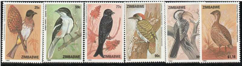 Zimbabwe 1992 Birds set of 6 unmounted mint. SG 826-831. Cat £6,75 (2013)