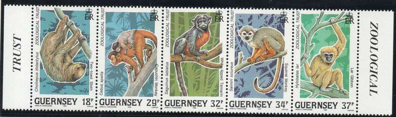 Guernsey 1989 Animals of the rain forest set of 5 unmounted mint. SG 469-473. Cat £4,50 (2013)