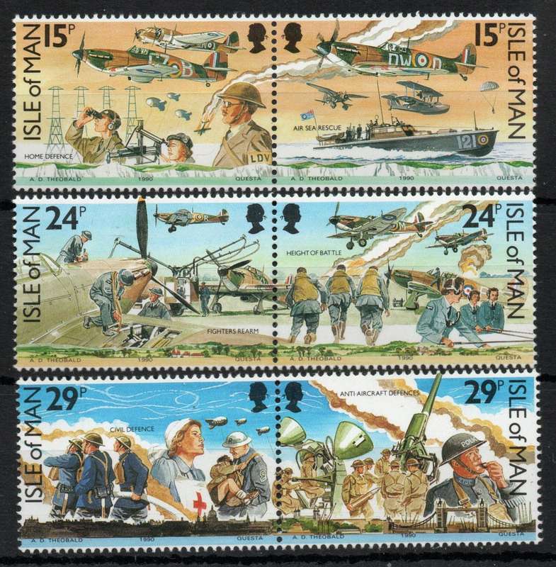 Isle of Man 1990 "50th Anniv Battle of Britain" set of 6 umm. SG 449-454. Cat £4,30 (2013)
