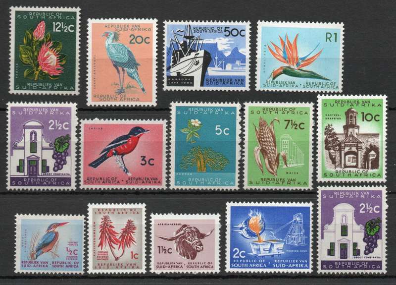 South Africa 1961 definitive set of 13 lightly mounted mint. SACC 197-209. Cat R1121 (2025)