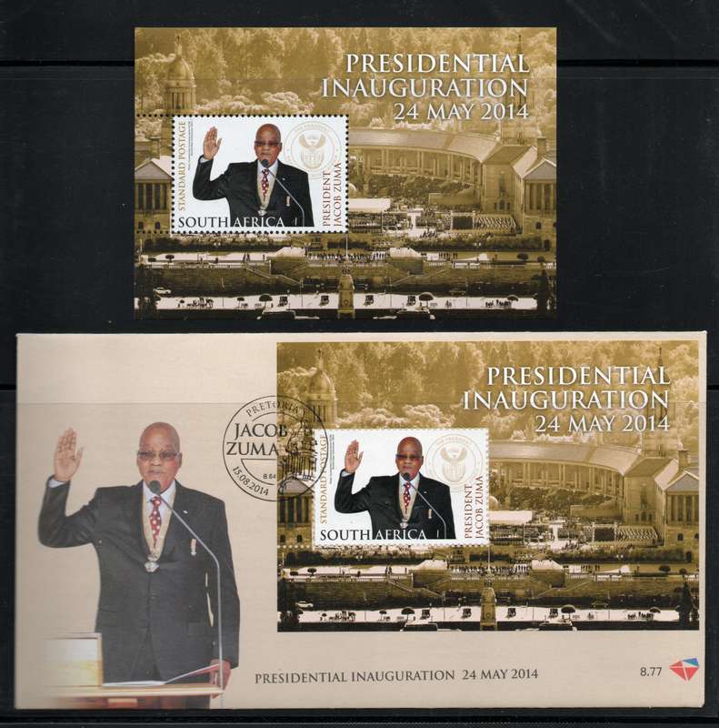 South Africa 2014 Jacob Zuma Inauguration mini sheet umm & FDC 8.77. SACC 2269. Cat R70 (2025)