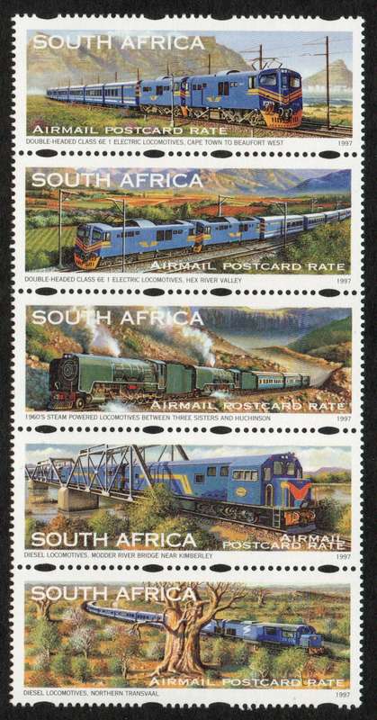 South Africa 1997 Blue Train set/strip of  5 unmounted mint. SACC 1051-55. Cat R250 (2023-25)