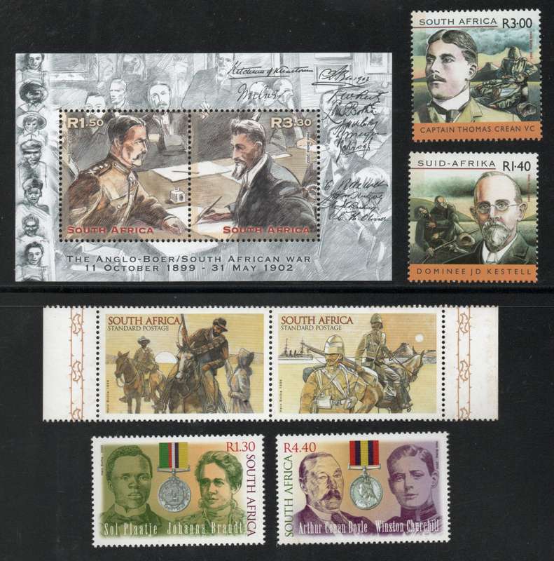South Africa 1999-2002 Anglo Boer War 4 sets umm. SACC 1247-8, 1291-2, 1432-3, 1490. Cat R224 (2025)