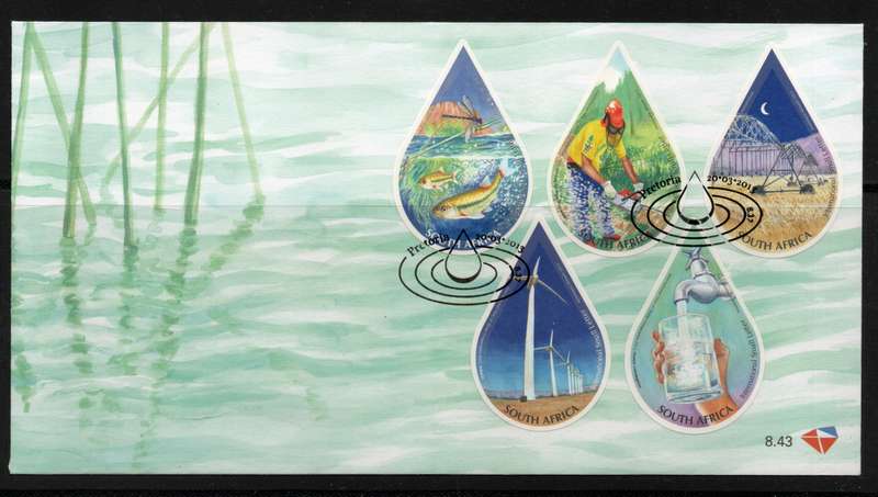 South Africa 2013 "Year of Water Cooperation" set of 5 on FDC 8.43. SACC 2235. Cat R120 (2023-25)