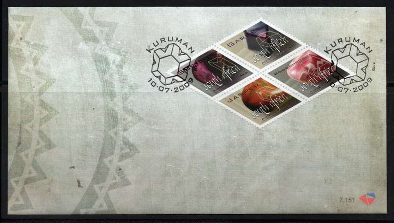South Africa 2009 SA Gem Stones set of 4 on FDC 7.151. SACC 1957-60. Cat R85 (2023-25)