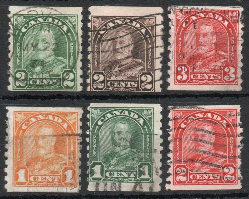 Canada 1930-31 Definitive set of 6 coil stamps very fine used. SG 304-309. Cat £50 (2022)