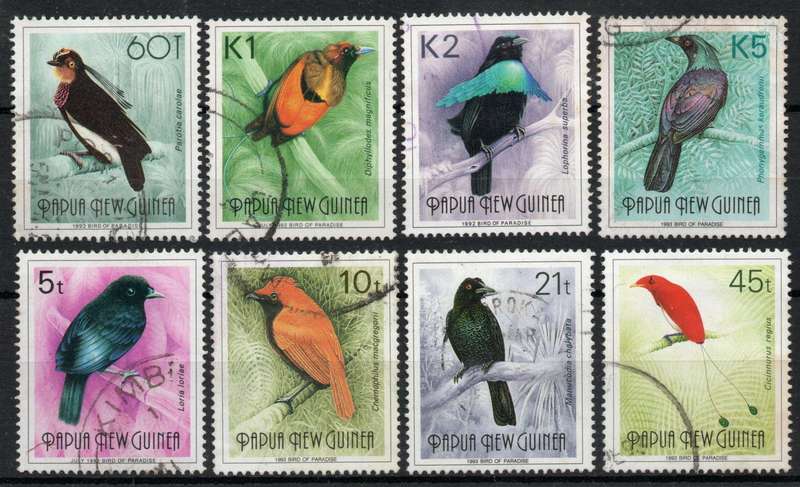Papua New Guinea 1991 Birds of Paradise part set of 8 very fine used. Cat £14,80 (2012)