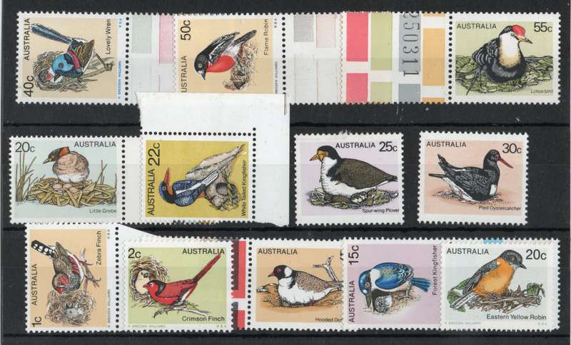 Australia 1978 Birds 1st series set of 12 unmounted mint. SG 669-680. Cat £7,65 (2013)