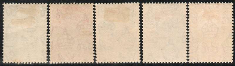 Gold Coast 1938 KGVI Defin part set of 5 mounted mint. SG 120a, 121a, 124a, 126a & 127a. CAT £3,50.