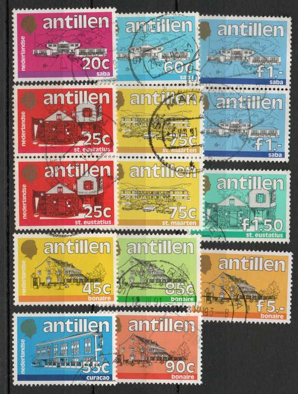 Netherlands Antilles 1983 Definitive part set of 14 vfu. Between SG 824-842. Cat £18,10 (2013)