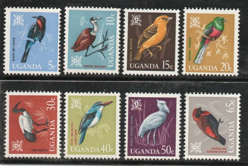 Uganda 1965 Birds part set of 8 unmounted mint. SG 113-120. Cat £5,85 (2013)