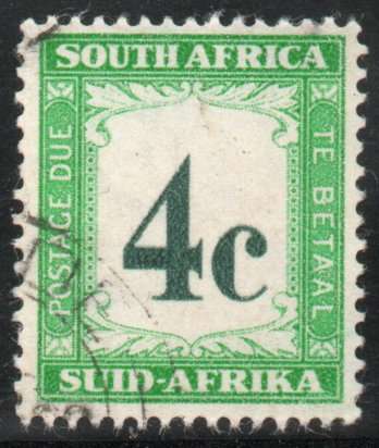South Africa 1961 Postage Due 4c very fine used. SACC 46. Cat R125 (2023-25)