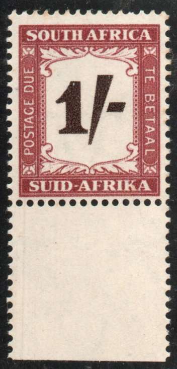 South Africa 1950-58 Postage Due 1/- dark brown & purple-brown very lmm. SACC 43. Cat R200 (2023-25)
