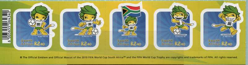 South Africa 2010 FIFA soccer mascot strip/set of 5 umm. SACC 2053-2057. Cat R110 (2023-25)