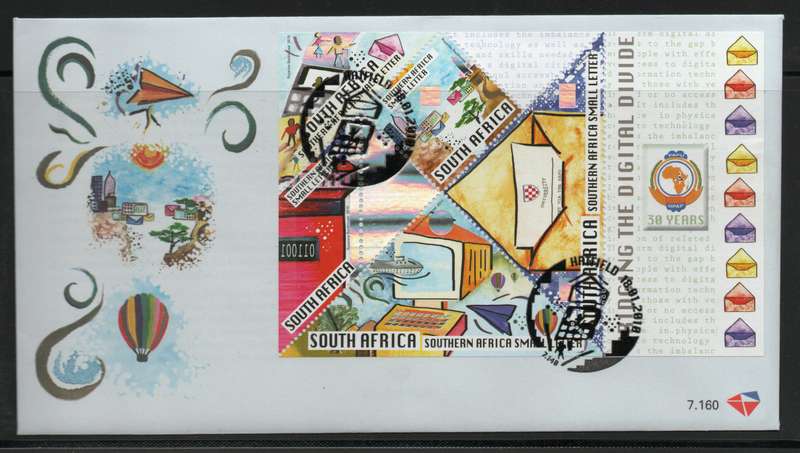 South Africa 2010 Digital Divide sheetlet of 5 on FDC 7.160. Cat R75 (2023-25)