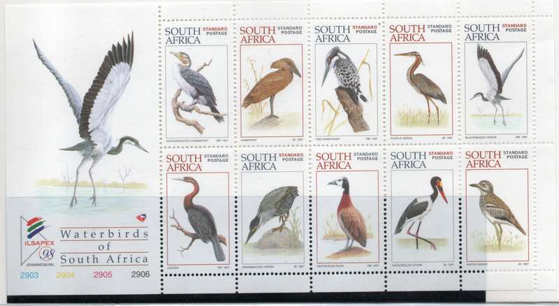 South Africa 1997 Waterbirds of SA sheet of 10 unmounted mint. SACC 1043. Cat R150 (2025)