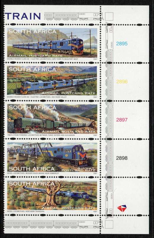 South Africa 1997 Blue Train set/strip of  5 unmounted mint. SACC 1051-55. Cat R250 (2023-25)