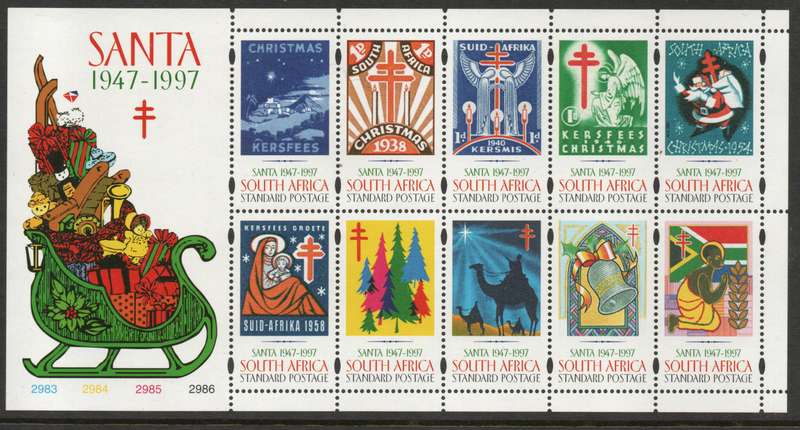 South Africa 1997 Christmas Stamps Mini Sheet / set of 10 unmounted mint. SACC 1080. Cat R250 (2025)