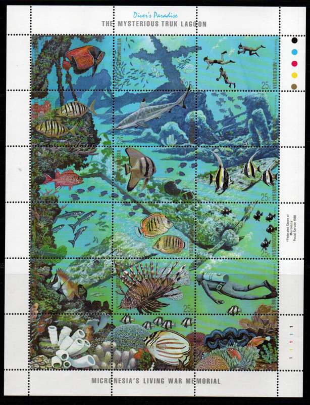 Micronesia 1988 Truk Lagoon (Fish) sheet of 18 unmounted mint. SG 95-112.
