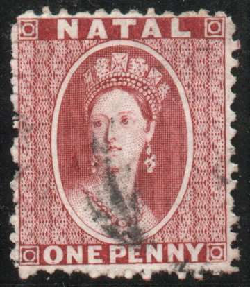 Natal 1863-65 1d rose carmine very fine used. SACC 17. Cat R900 (2023-25)