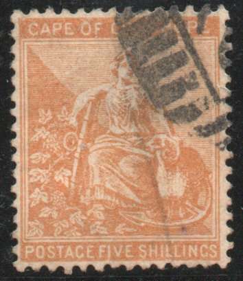Cape of Good Hope 1884-90 5/- orange very fine used. SACC 49. Cat R250 (2023-25)