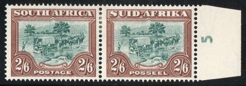 South Africa 1947-54 Screened pictorials 2/6d pair with heatwave effect mm. SACC 120b. Cat R700 umm.