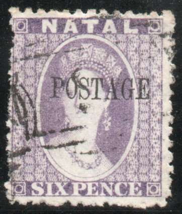 Natal 1869 6d lilac-mauve Type I fine used. SACC 27. Cat R2000 (2023-25)